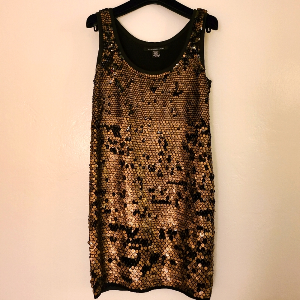 Diane Von Furstenberg Gold Sequin Shift